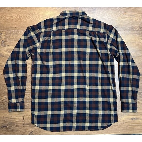 Carhartt Flannel Shirt Mens L Rugged Flex Hamilton Dark Khaki Plaid Relaxed Fit - Picture 8 of 10